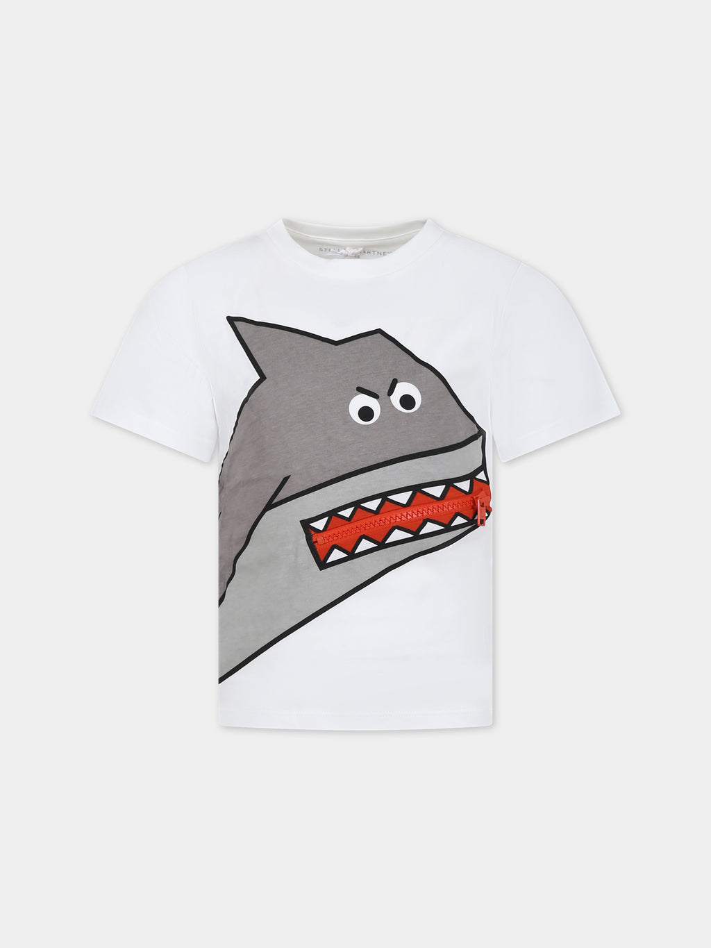 T-shirt bianca per bambino con squalo